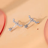 Crystal Star Earrings 925 Sterling Silver Women Girls Gift Jewelry