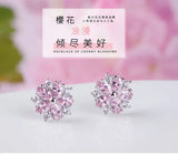 925 Sterling Silver Crystal Flower Earrings for Women Girls