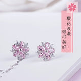 925 Sterling Silver Crystal Flower Earrings for Women Girls