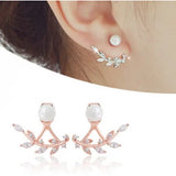 925 Silver Crystal Leaf Earrings Women Gift Jewelry