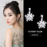 925 Silver Crystal Snow Earrings for Women - Statement Jewelry