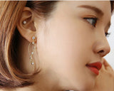 925 Silver Crystal Waves Earrings - Women's Statement Jewelry