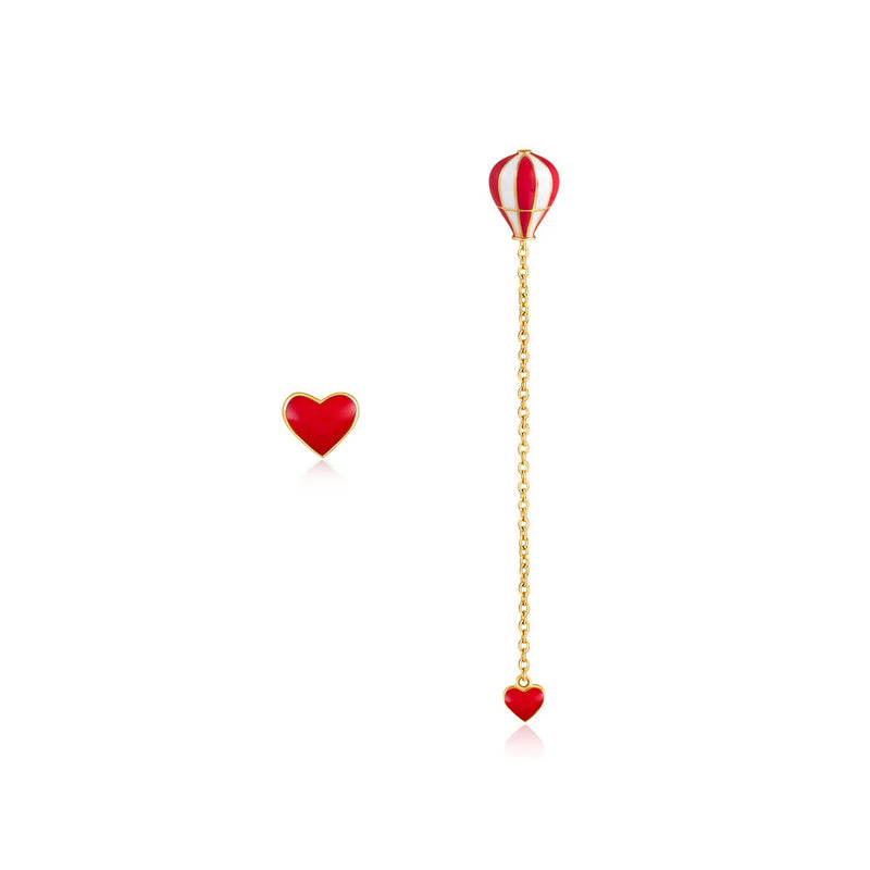 925 Silver Heart-shaped Balloon Earrings for Women Girls Gift