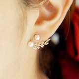 925 Silver Leaf Pearl Earrings for Women Gift