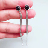925 Silver Round Long Earrings Women's Statement Jewelry