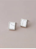 925 Silver Square Earrings for Women Girls - Statement Jewelry