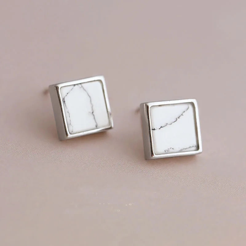 925 Silver Square Earrings for Women Girls - Statement Jewelry
