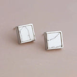 925 Silver Square Earrings for Women Girls - Statement Jewelry