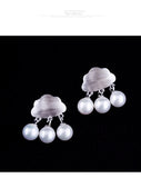 925 Silver Clouds Pearl Earrings Statement Jewelry