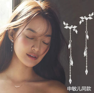 925 Silver Leaves Earrings for Women Gift Statement Jewelry