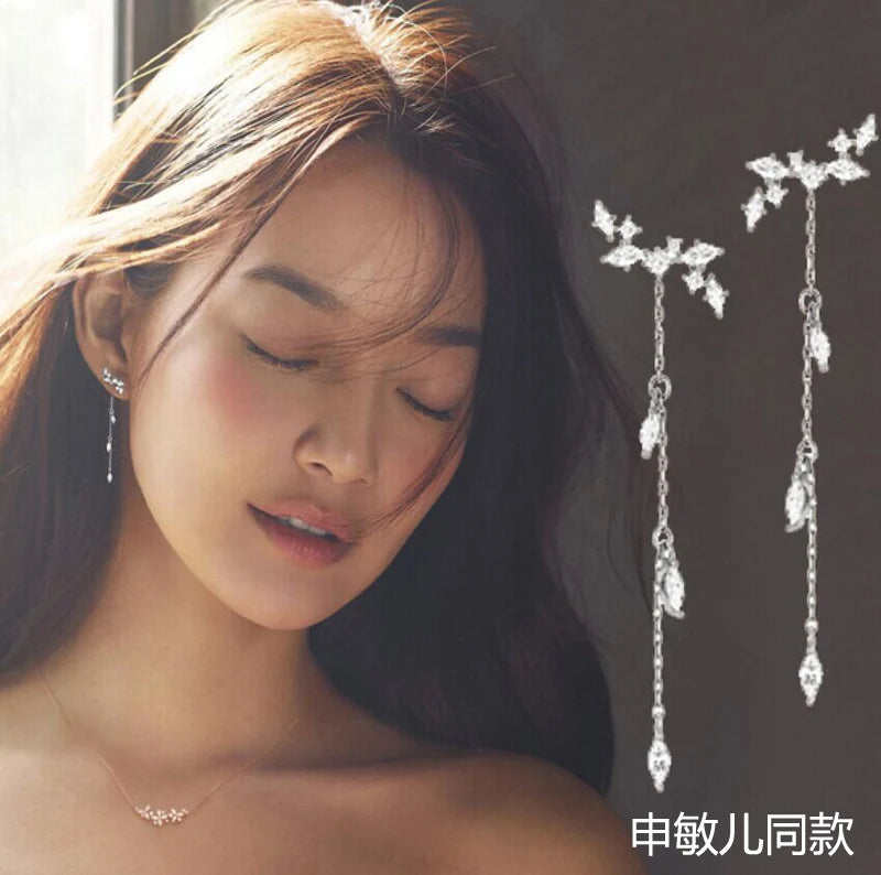 925 Silver Leaves Earrings for Women Gift Statement Jewelry
