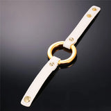 Stylish Leather Chain Bracelet for Women with O Shape Charm, 1.5CM Width