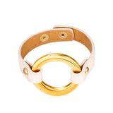 Stylish Leather Chain Bracelet for Women with O Shape Charm, 1.5CM Width
