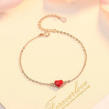 Red Drop Oil Heart Charm Bangles Bracelets