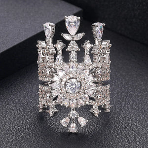 Indian African Dubai Wide Full Prong CZ Rings For Women