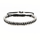 Hot Men Women Bracelet Braid Stainless Steel Bead Matte Stone Charm Jewelry