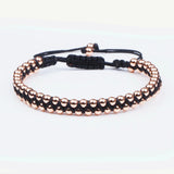 Hot Men Women Bracelet Braid Stainless Steel Bead Matte Stone Charm Jewelry
