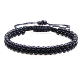 Hot Men Women Bracelet Braid Stainless Steel Bead Matte Stone Charm Jewelry