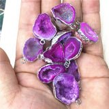 Red Agate Geode Drusy Reiki Necklace Brazilian Electroplated Platinum