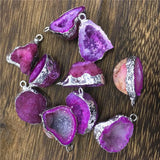 Red Agate Geode Drusy Reiki Necklace Brazilian Electroplated Platinum