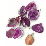 Red Agate Geode Drusy Reiki Necklace Brazilian Electroplated Platinum