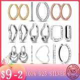 Real 925 Silver Moments Charms Hoop Earrings for Women