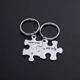 Couple Puzzle Keychain Titanium Steel Gift Pendant