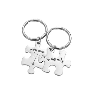 Couple Puzzle Keychain Titanium Steel Gift Pendant