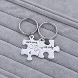 Couple Puzzle Keychain Titanium Steel Gift Pendant