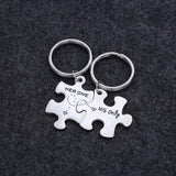 Couple Puzzle Keychain Titanium Steel Gift Pendant