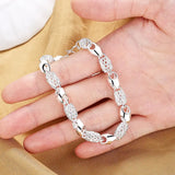 Sterling Silver 8" Hollow Beads Bracelet Wedding Gift