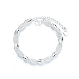 Sterling Silver 8" Hollow Beads Bracelet Wedding Gift