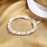 Sterling Silver 8" Hollow Beads Bracelet Wedding Gift