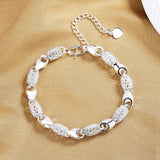 Sterling Silver 8" Hollow Beads Bracelet Wedding Gift