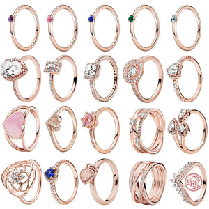 925 Sterling Silver Flower Zircon Lucky Rings For Women Jewelry