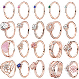 925 Sterling Silver Flower Zircon Lucky Rings For Women Jewelry