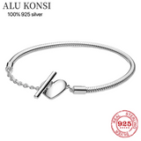 925 Sterling Silver Love Heart Crystal Bracelet for Women