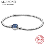 925 Sterling Silver Love Heart Crystal Bracelet for Women