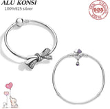 925 Sterling Silver Pan Bracelet Bowknot for Women