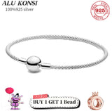 925 Silver Bracelet for Women with Charms Bangle