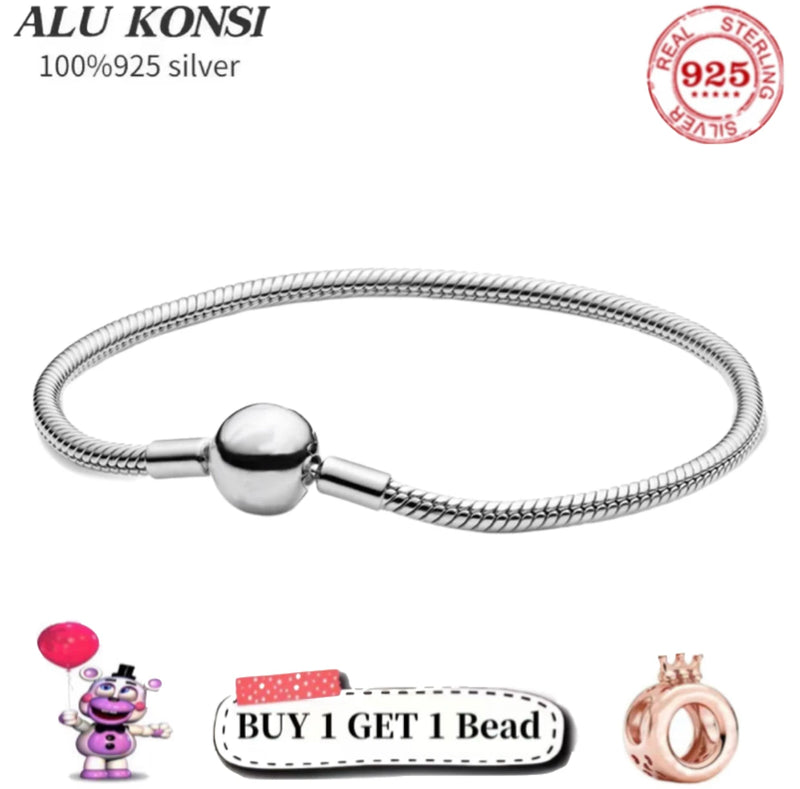 925 Silver Bracelet for Women with Charms Bangle