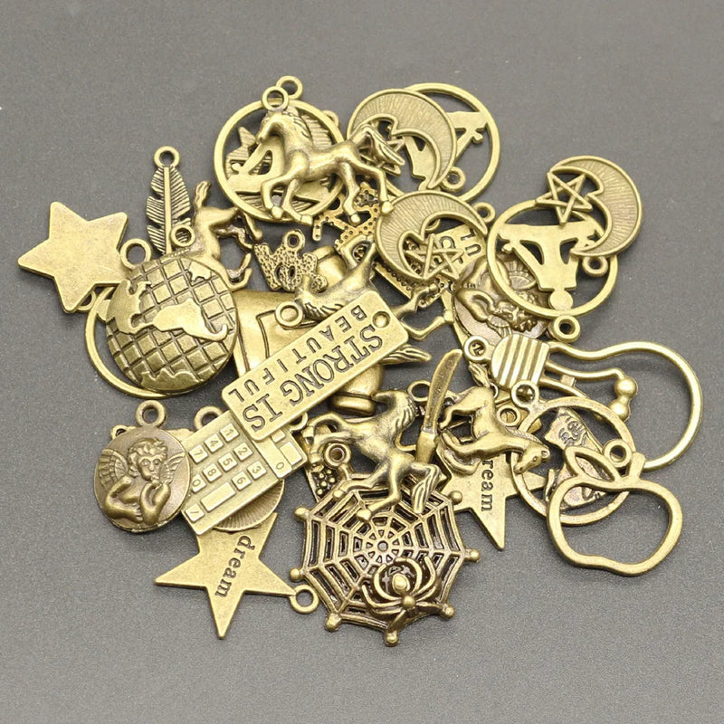 100g Charms Random Mix Styles DIY Pendant Crafts Tibetan Bronze Silver Making
