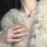 925% Sterling Silver Ocean Zircon Pendant Necklace for Wedding