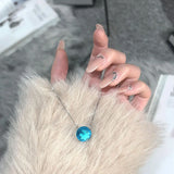 925% Sterling Silver Ocean Zircon Pendant Necklace for Wedding