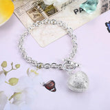 925 Silver Heart Key Wrap Bracelet Crystal Charm Jewelry Gift