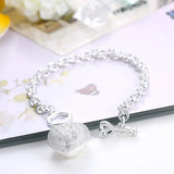 925 Silver Heart Key Wrap Bracelet Crystal Charm Jewelry Gift