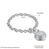 925 Silver Heart Key Wrap Bracelet Crystal Charm Jewelry Gift