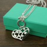 925 Sterling Silver Multi-Layer Bead Chain Pendant Necklace