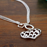 925 Sterling Silver Multi-Layer Bead Chain Pendant Necklace