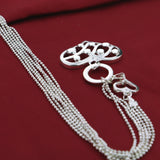 925 Sterling Silver Multi-Layer Bead Chain Pendant Necklace